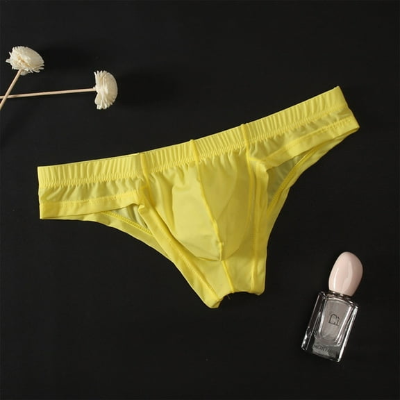 Breathable Underwear for Women Mens Bikini Underwear Soft Lightweight Thong G-String Briefs Yellow XL