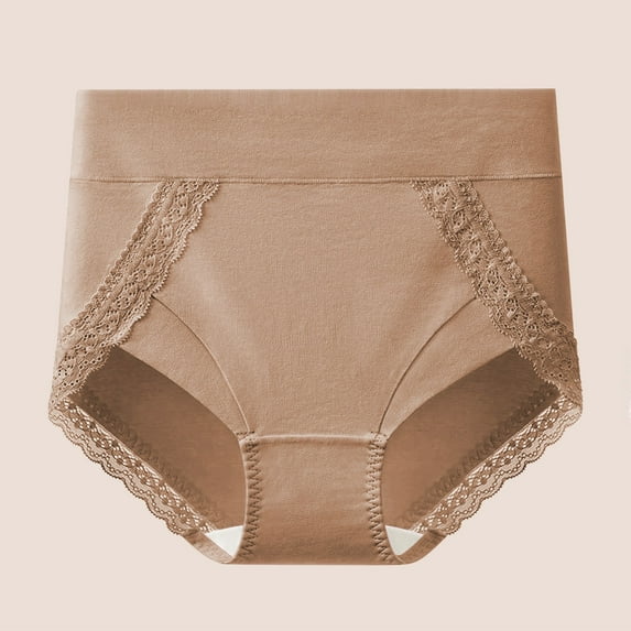 Breathable Underwear for Women Women's Lace Abdomen Mid-Rise Waist and Hip Lift Comfortable Body Breathable Underwear Briefs Coffee L