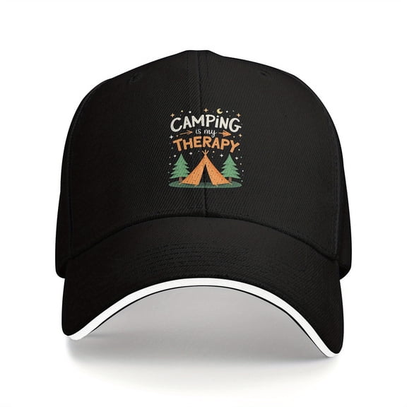 Breathable Unisex Camping Baseball Cap with Pine Tree & Tent Design - Lightweight Durable Adjustable Snapback Hat for Outdoor Activities, Fishing, Hiking - All-Season Comfort, Perfect Holiday Gift,