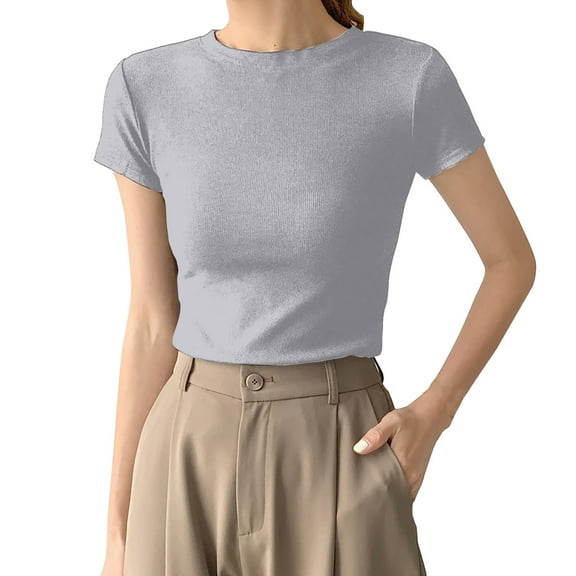 Breathable V-Neck Tunic 3/4 Sleeve Button-Up Blouse with Roll-Up Cuffs, Beachside Dining & Cruise Wear Linen Blend, Grey High Elasticity Screw Thread Cotton Regular Shoulder Round Neck Slimming