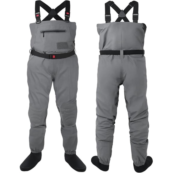 Breathable Waders for Men Women, Stocking Foot Waterproof Chest Waders, Lightweight Waders for Fly Fishing(L)