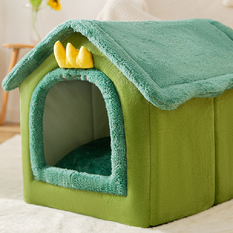 Breathable Warm Plush Pet Bed House Washable Soft Cat Cushion Kennel