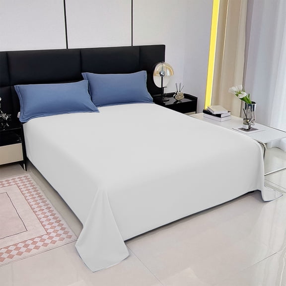 Breathable Washed Bed Sheet for Dorm and Home Use, Solid Color Plain with Wicking Properties Fade Fabric for Long Lasting and Durability