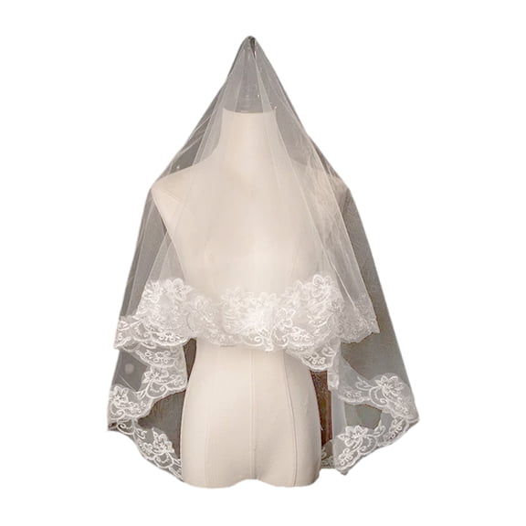 Breathable Wedding Veil Embroidered Detailing For Bride Lace Embellished Headpiece French Floral Lace