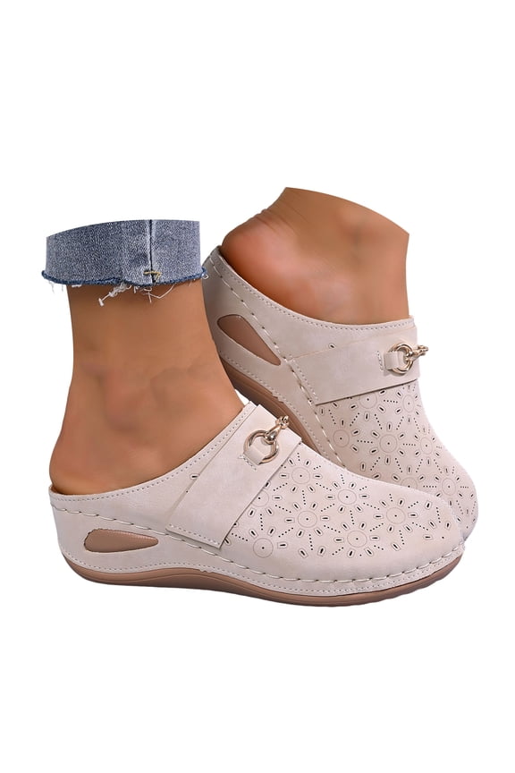 Breathable Wedge Sandals for Women Wide Toe Box Slip On Closed Toe Clogs Platform Comfortable Open Back Non Slip Mules White Size 8.5