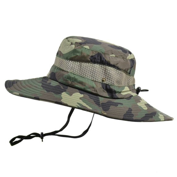 Breathable Wide Brim Boonie Hat Outdoor UPF 50+ Sunscreen Mesh Safari Hat, Suitable for Travel Fishing