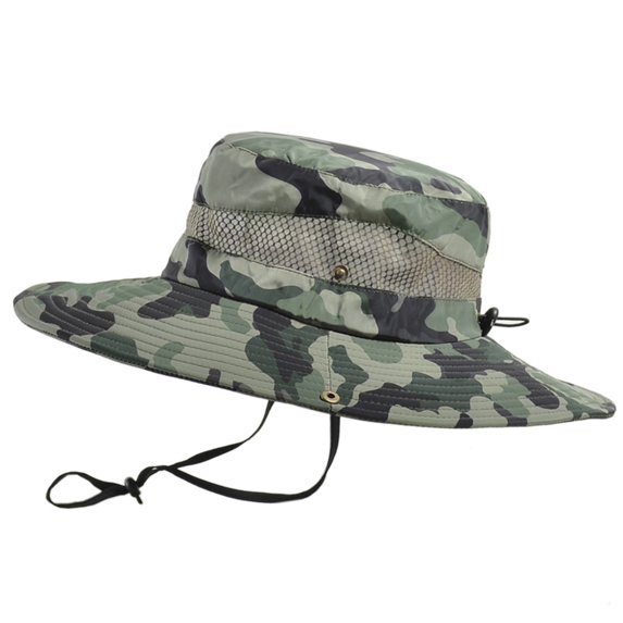 Breathable Wide Brim Boonie Hat Outdoor UPF 50+ Sunscreen Mesh Safari Hat, Suitable for Travel Fishing