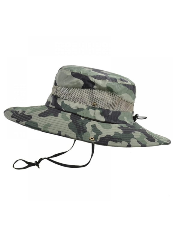 Breathable Wide Brim Boonie Hat Outdoor Waterproof UPF 50+ Sun Protection Mesh Safari Sun Hat For Travel Fishing