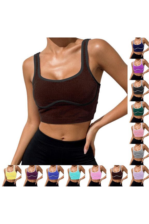 Breathable Wireless Back Design Athletic Tank Top for —Stretchy Jogging Yoga Singlet SupportiveActivewear for Running Fitness Training Baggy Workout Tops Women XS