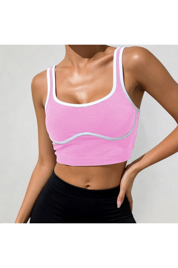 Breathable Wireless Back Design Athletic Tank Top For Women Stretchy Jogging Yoga Singlet Supportive Activewear Running Fitness Training, XS, Light Pink