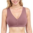 thumbnail image 1 of Breathable Wireless Bra Front Closure Comfort Soft Underwear for Women Plus Size Summer Daily Wear Hotel Nightwear #Hot Pink,XXXL, 1 of 9