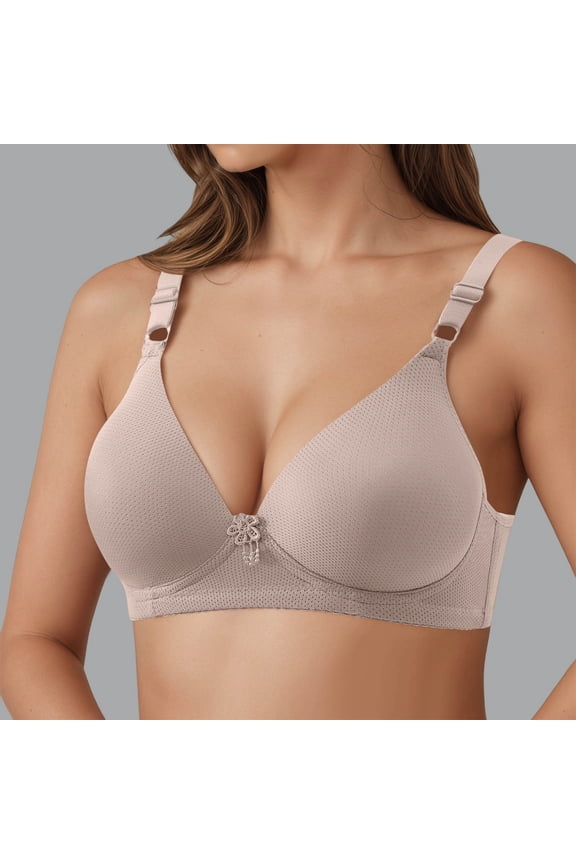 Breathable Wireless Everyday Bra for Comfortable Support Non Padded T Shirt with Side Coverage Lightweight Seamless Design for All Seasons, 38, Light Gray