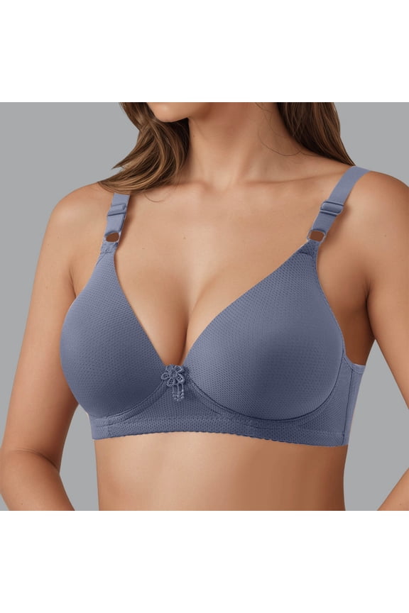 Breathable Wireless Everyday Bra for Comfortable Support Non Padded T Shirt with Side Coverage Lightweight Seamless Design for All Seasons, 44, Blue