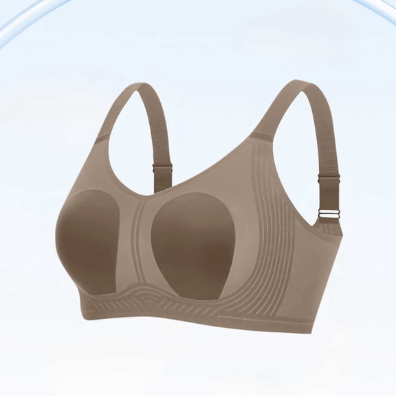 Breathable Wireless Everyday Bras - Women's Solid Color Sling Seamless Bra with Removable Pads Everyday Bras Brown Xxl