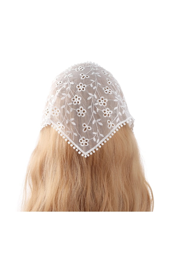 Breathable Women Bandana Outdoor Camping Photo Lace Triangle Headband See-Through Hair Bandana for Travel