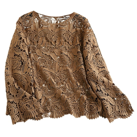 Breathable Women Lace Shirt With Unique Long Sleeves And Comfortable Blouses Elegant Women Wear Hollow out Shirt