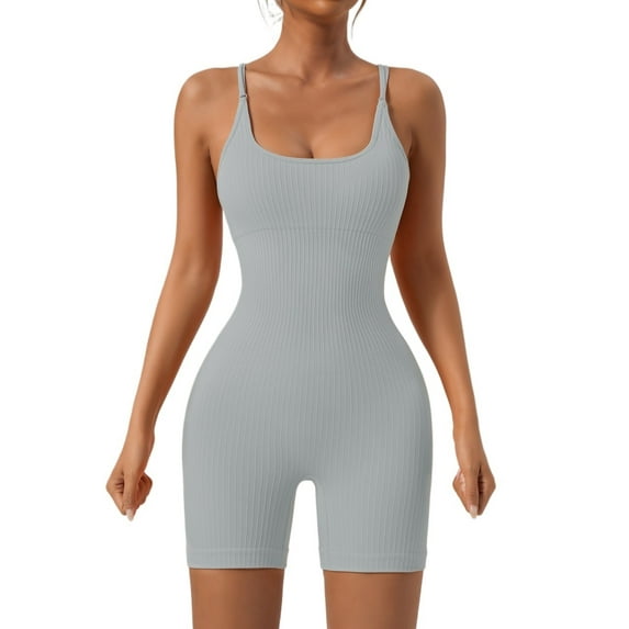 Breathable Women Seamless Gym Jumpsuit Adjustable Thin Strap Sports Set Workout Push-up Backless Cross One Piece Yoga Suit