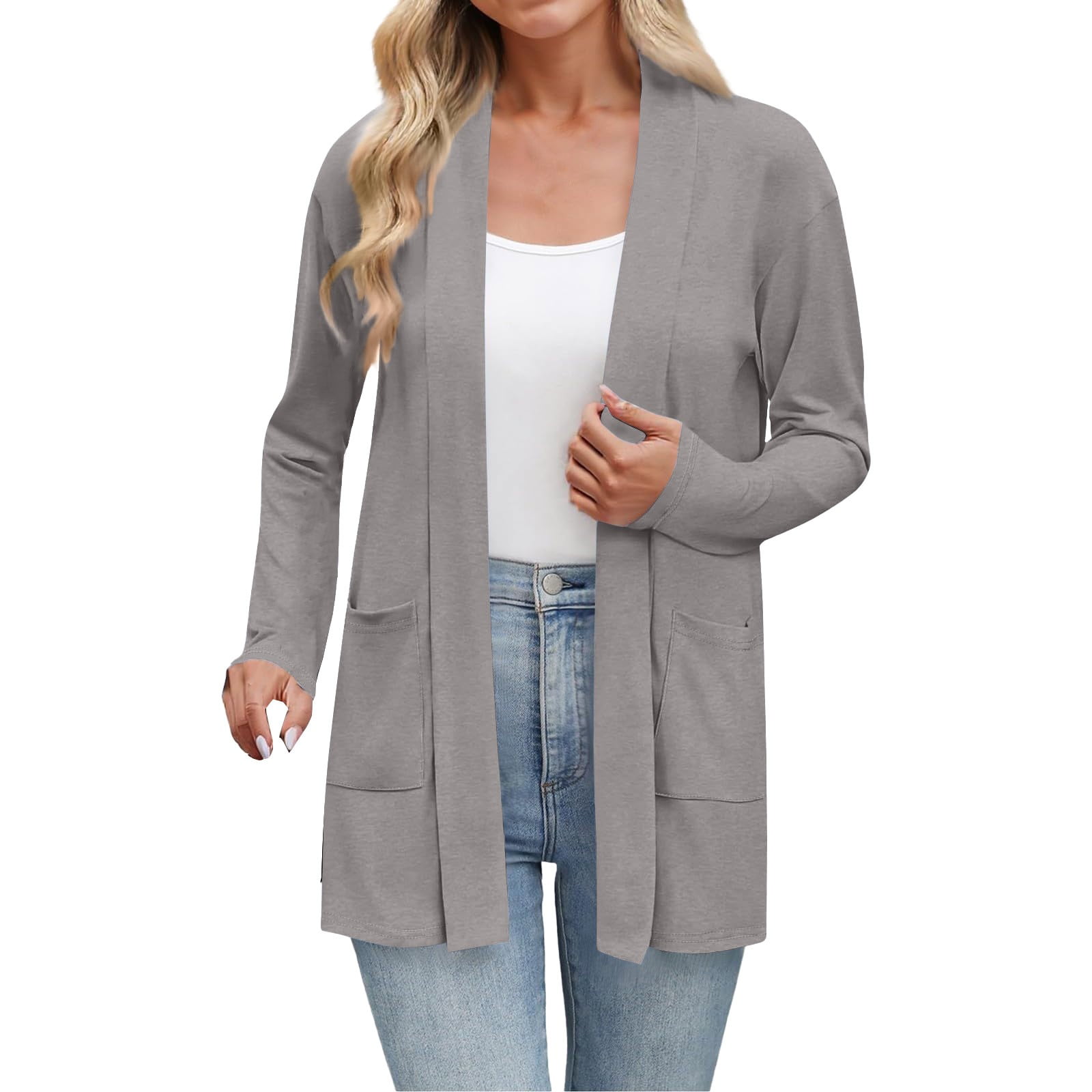 Breathable Womens Long Sleeve Cardigan Open Front Lightweight Cover Up Breathable Womens Long Sleeve Cardigan Open Front Lightweight Cover Up