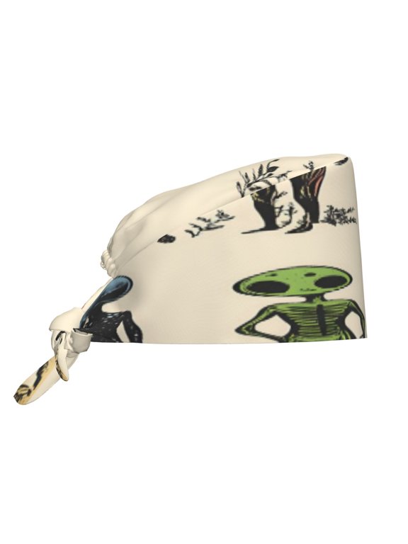Breathable Work Cap Women Men Adjustable Soft Chef Hat Salon Spa Fitness Shower Cap Sweatband For Long Hair Alien Being