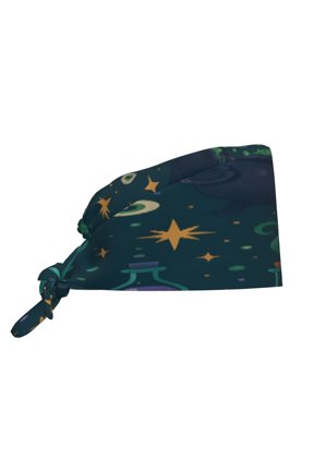 Breathable Work Cap Women Men Adjustable Soft Chef Hat Salon Spa Fitness Shower Cap Sweatband For Long Hair Magical Potion Halloween Pattern