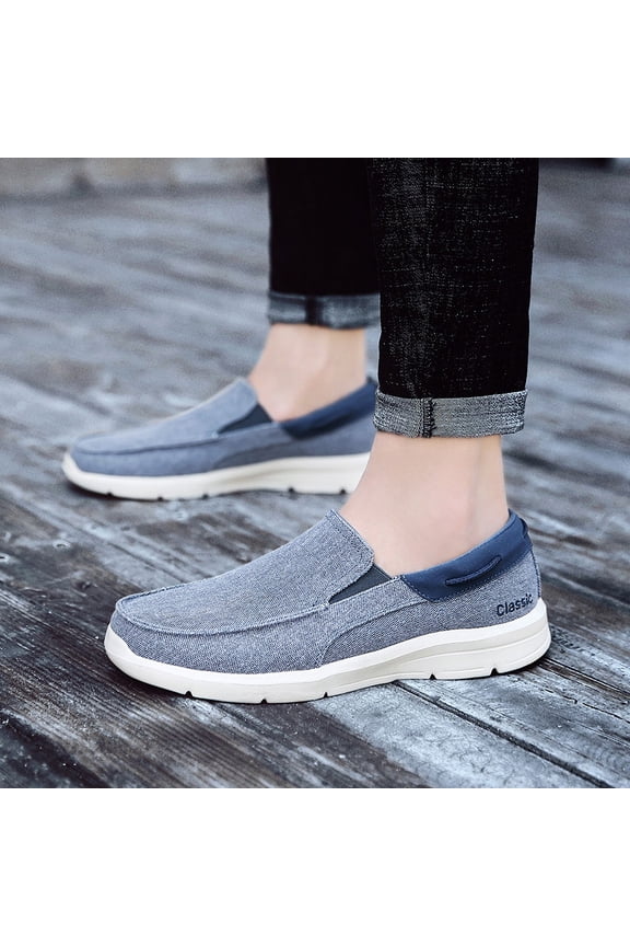 Breathable Woven Canvas Moccasins Elastic Side Gore Non-Slip Platform Outsole Daily Commute Footwear