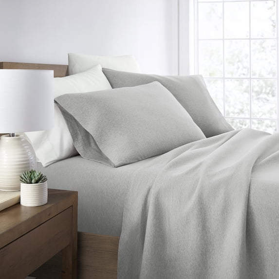 Ultra Soft & Stretchy Jersey Cotton Bed Sheets Set Wrinkle Free & Breathable King Light Gray Bedding by Comfort Canopy