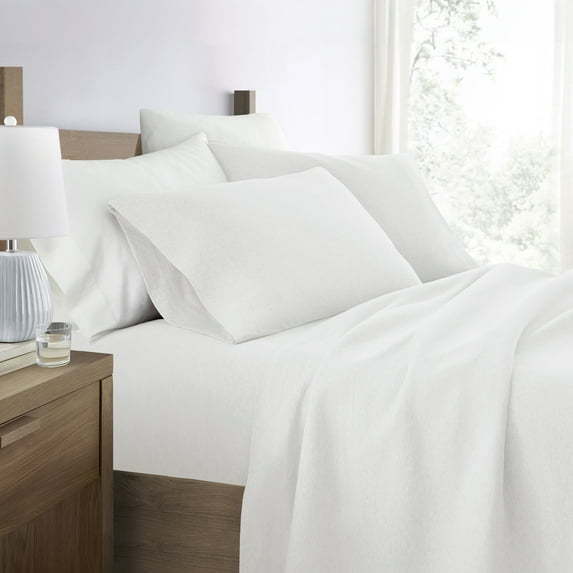 Ultra Soft & Stretchy Jersey Cotton Bed Sheets Set Wrinkle Free & Breathable Queen White Bedding by Comfort Canopy