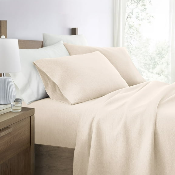 Ultra Soft & Stretchy Jersey Cotton Bed Sheets Set Wrinkle Free & Breathable Twin Oatmeal Bedding by Comfort Canopy