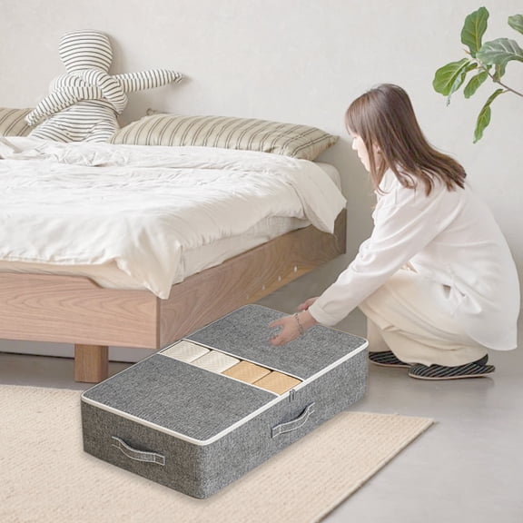 Breathable Zippered Clothes Storage Bag with Clear Window, Large Capacity Blanket Duvet Organizer for Attic Basement Dorm, Reinforced Handle Moving Bag