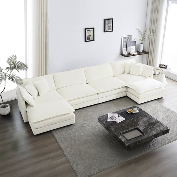 Breathable chenille, re - matchable modules - Customize your living room with a U - shaped modular couch