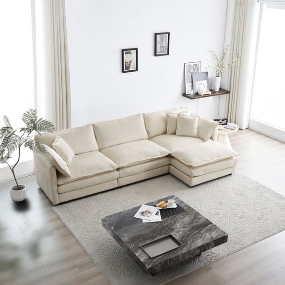 Breathable chenille, reversible ottoman | Re - assemble as modular or U - shape | Relax with legs outstretched on ottomans