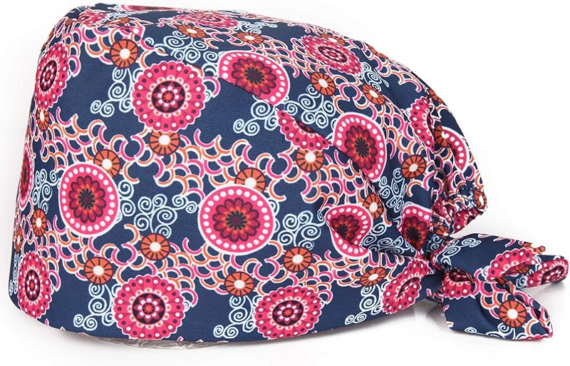 Adjustable Scrub Cap With Sweatband – Autism Peace Sign Print, Breathable Tie-Back Surgical Hat For Nurses, Chefs & Estheticians