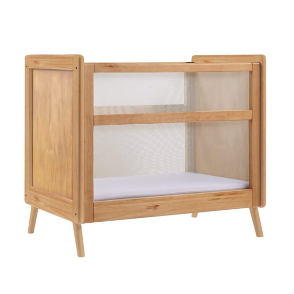BreathableBaby 2-in-1 Breathable Mesh Mini Crib with Mattress, Beech, Greenguard Gold Certified