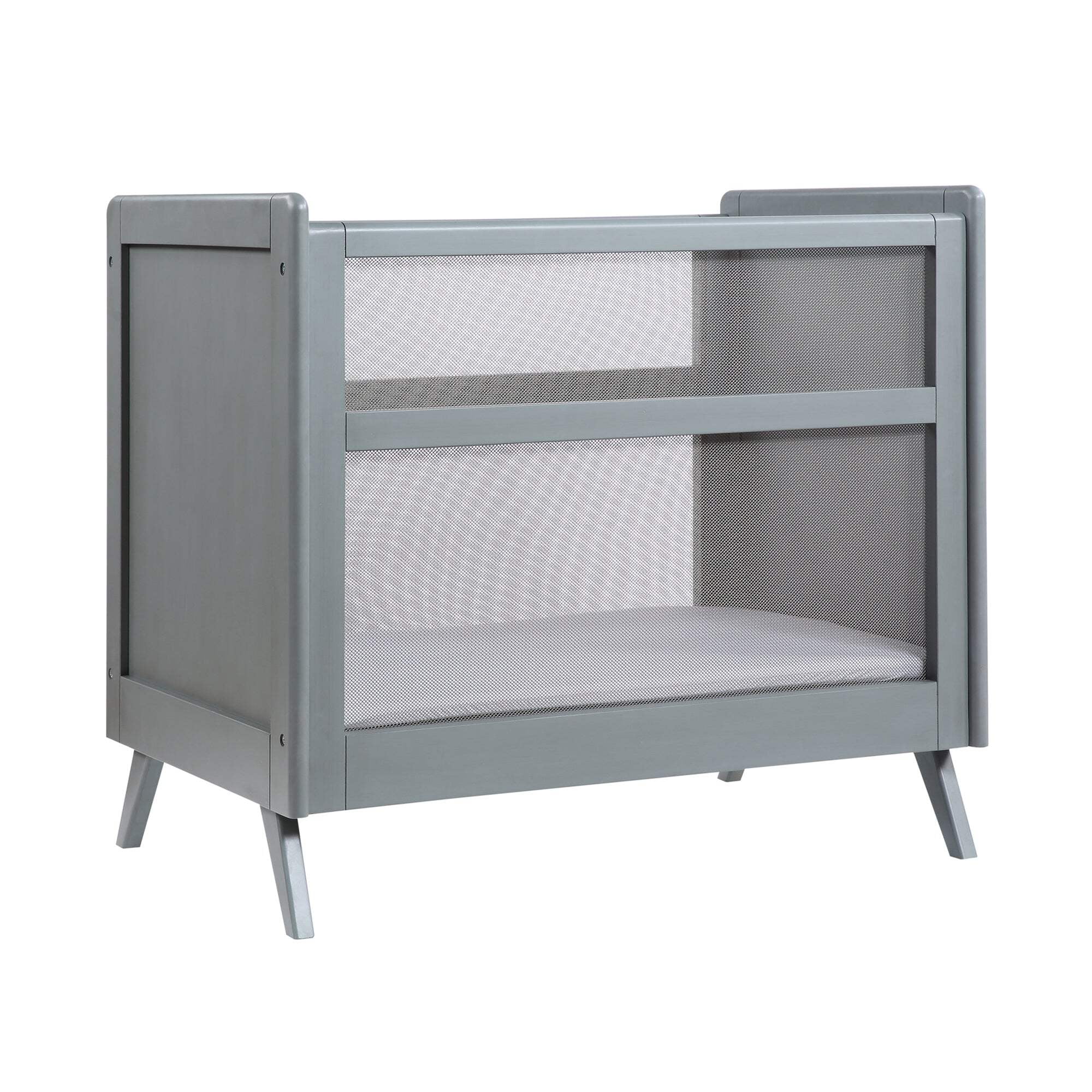 BreathableBaby 2-in-1 Breathable Mesh Mini Crib with Mattress, Gray, Greenguard Gold Certified