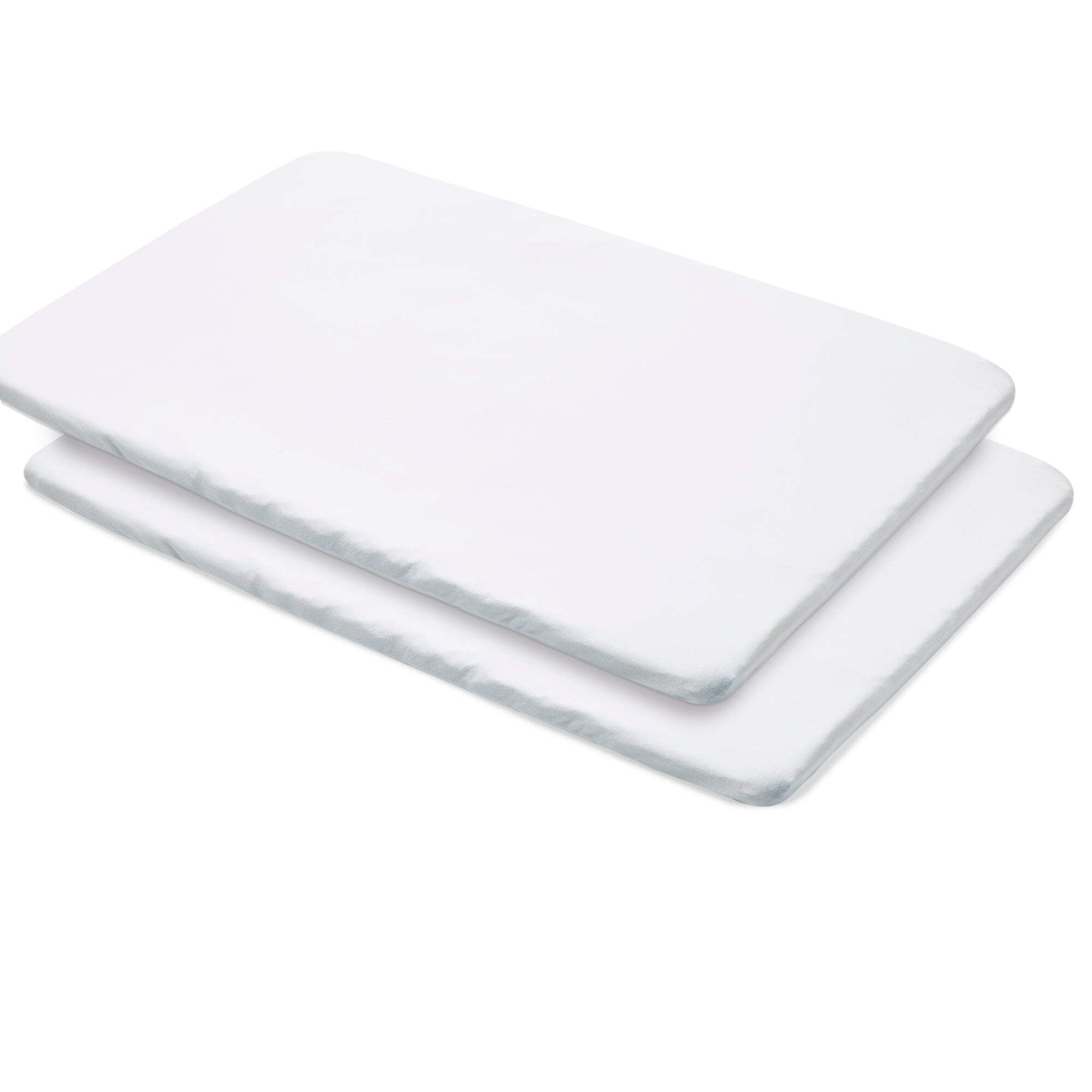 BreathableBaby All-in-One Fitted Sheet & Waterproof Cover, For 39" x 27"/99 x 69 cm Play Yard Mattress, White (2-Pack)