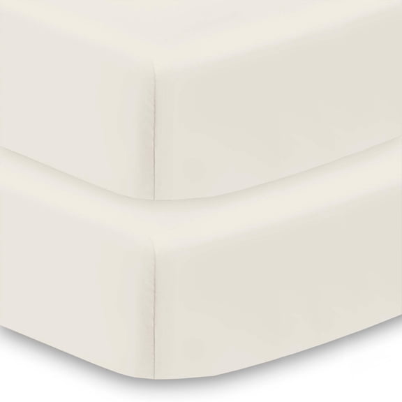 BreathableBaby All-in-One Fitted Sheet & Waterproof Cover for Crib Mattresses, 2-Pack, Natural Ecru