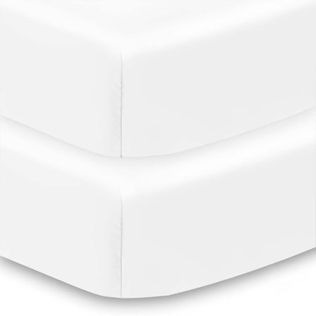 BreathableBaby All-in-One Fitted Sheet & Waterproof Cover for Crib Mattresses, 2-Pack, White