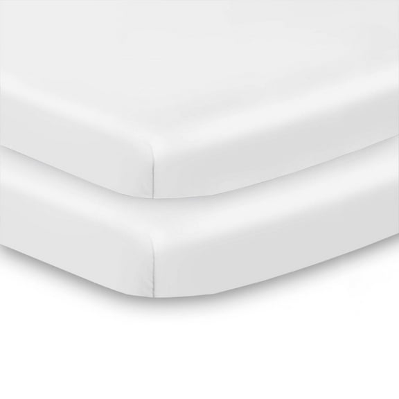 BreathableBaby All-in-One Fitted Sheet & Waterproof Cover for Mini Crib Mattresses, 2-Pack, White