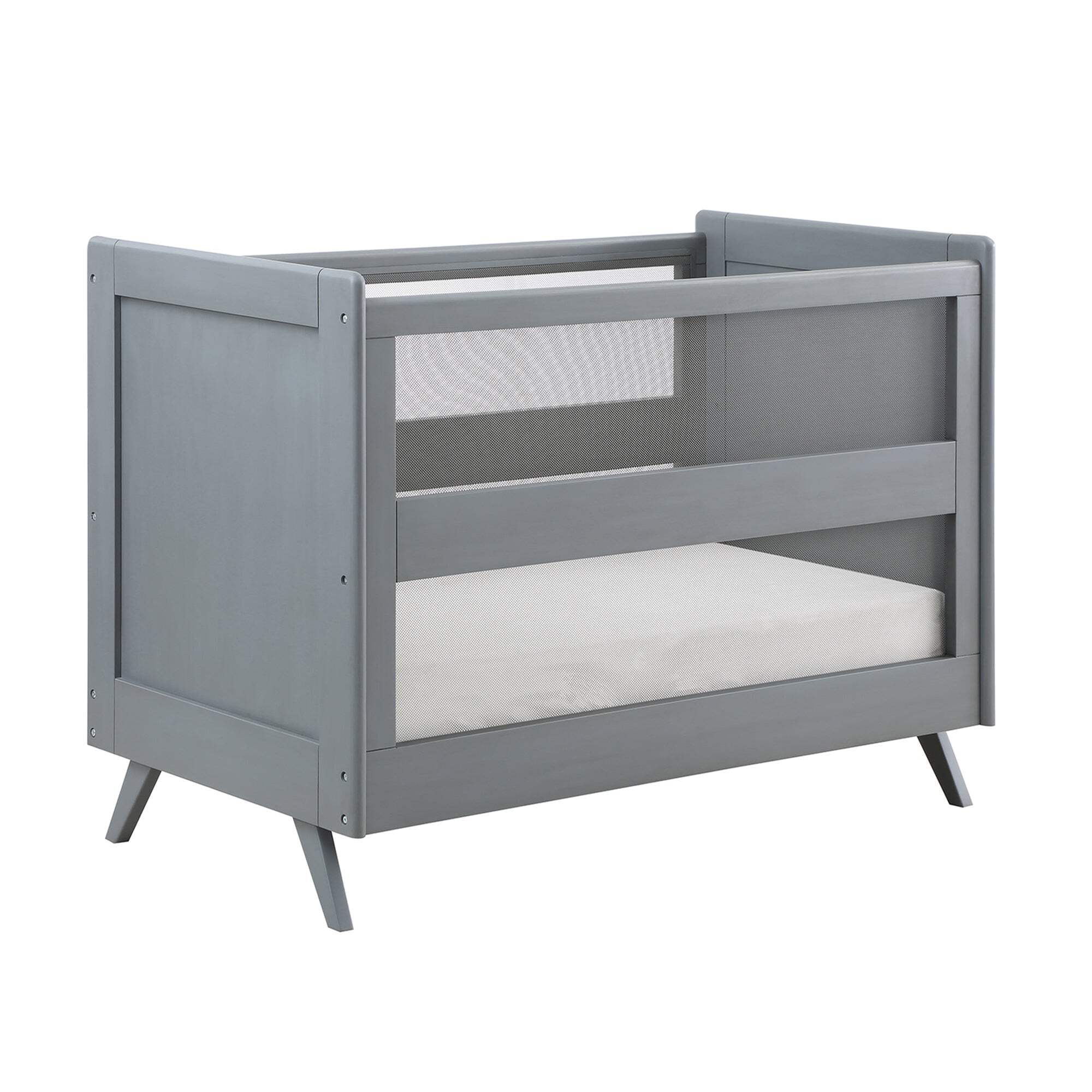 BreathableBaby Breathable Mesh 3-in-1 Convertible Crib, Gray, Greenguard Gold Certified