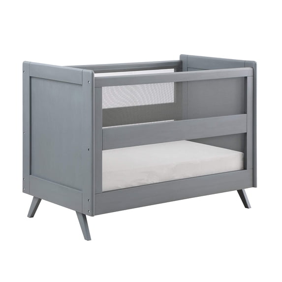 BreathableBaby Breathable Mesh 3-in-1 Convertible Crib, Gray, Greenguard Gold Certified
