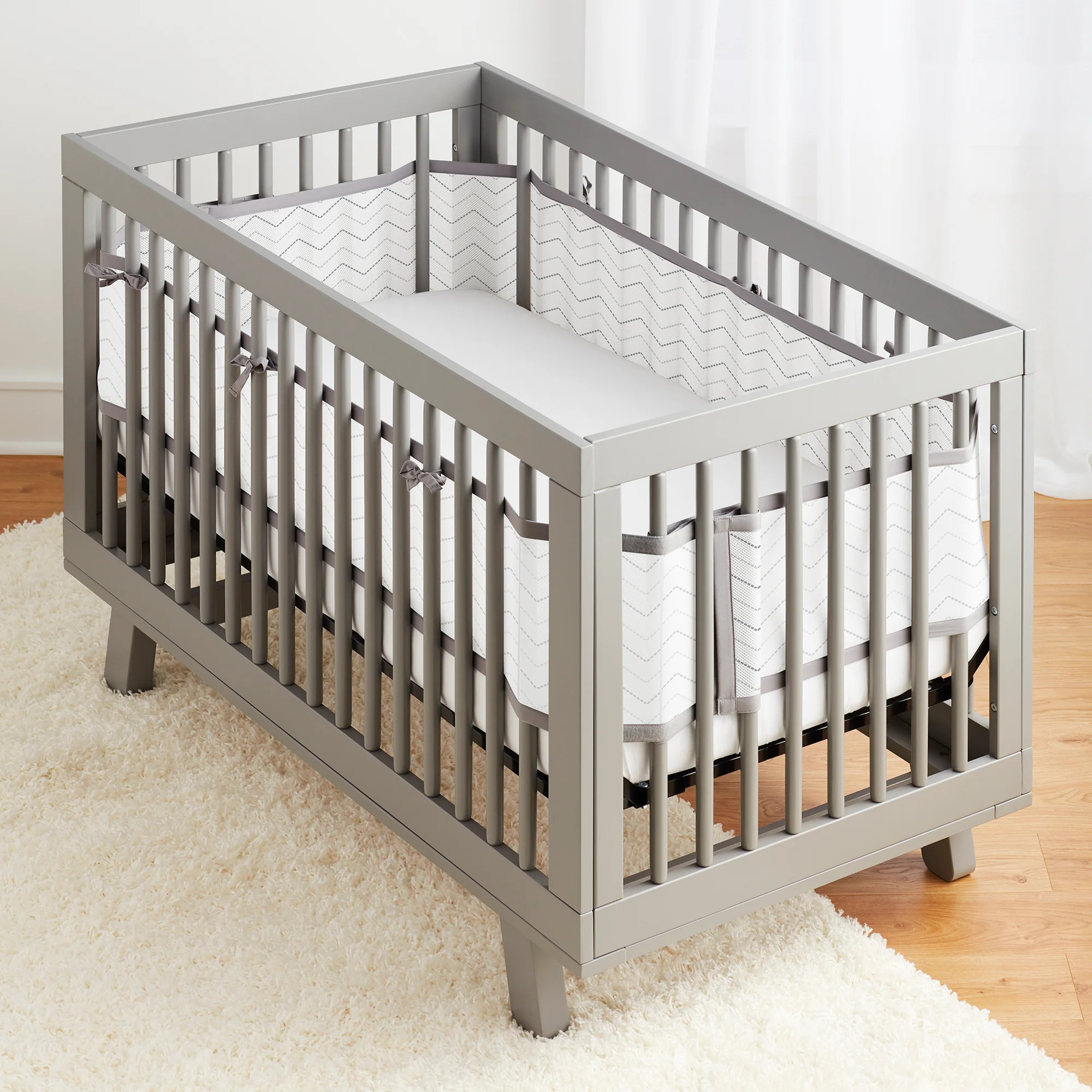 BreathableBaby Breathable Mesh Crib Liner Classic Collection Gray
