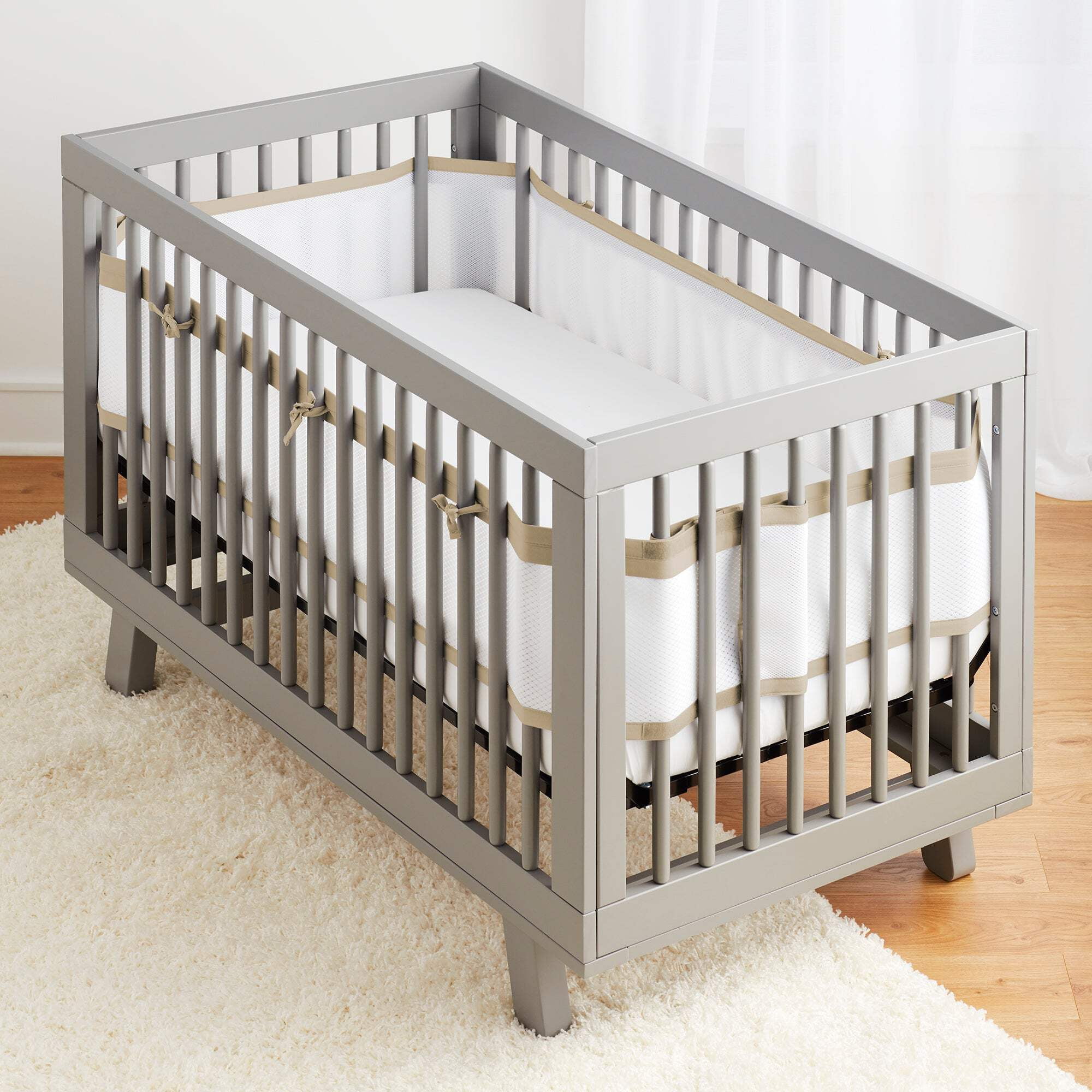 BreathableBaby Breathable Mesh Crib Liner, Deluxe Linen Collection, Natural