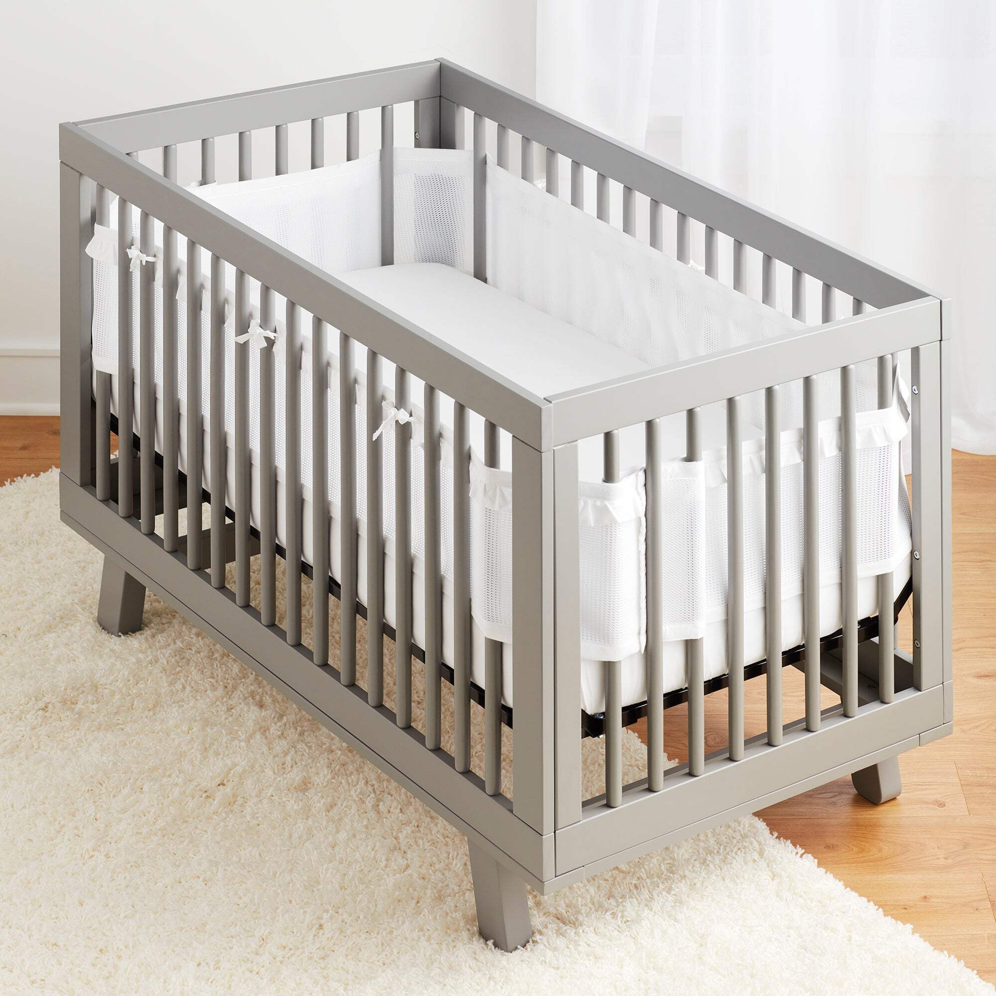 BreathableBaby Breathable Mesh Crib Liner, Deluxe Ruffle Collection, White