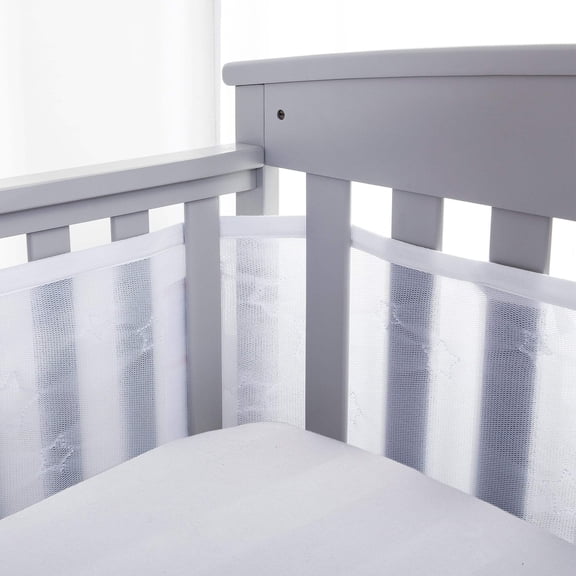 BreathableBaby Breathable Mesh Crib Liner – Deluxe Sheer Quilted Collection – Stars