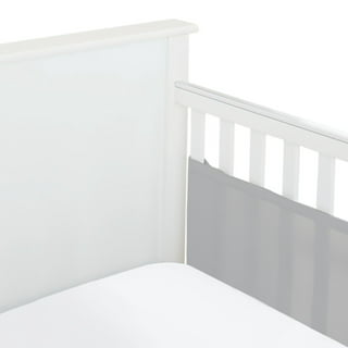BreathableBaby Breathable Mesh Liner for Full-Size Cribs, Classic 3mm Mesh,  Gray Clover (Size 4FS Covers 3 or 4 Sides)