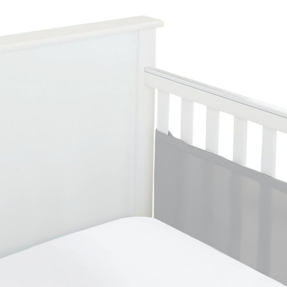 BreathableBaby Breathable Mesh Liner for Full-Size Cribs, Classic 3mm Mesh, Gray (Size 2FS Covers 2 Sides)