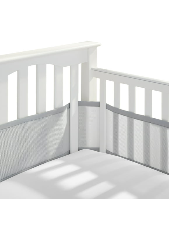 BreathableBaby Breathable Mesh Liner for Full-Size Cribs, Classic 3mm Mesh, Gray (Size 4FS Covers 3 or 4 Sides)
