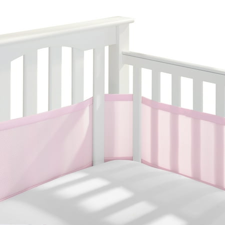 BreathableBaby Breathable Mesh Liner for Full-Size Cribs, Classic 3mm Mesh, Light Pink (Size 4FS Covers 3 or 4 Sides)