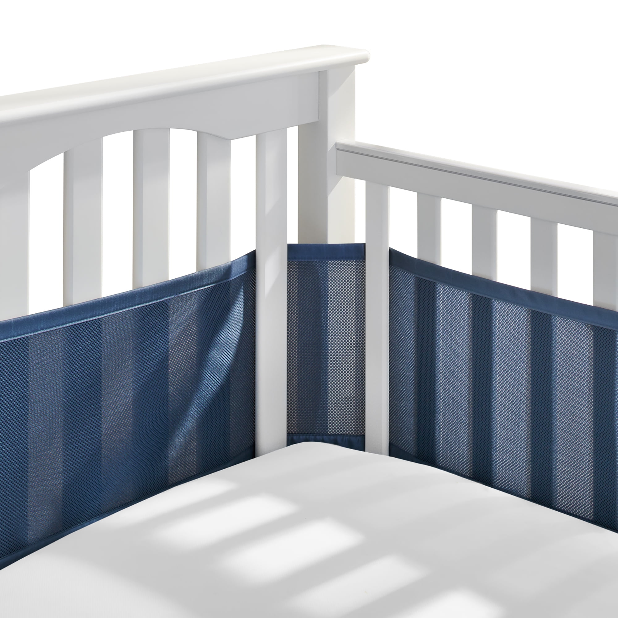 BreathableBaby Breathable Mesh Liner for Full-Size Cribs, Sheer Deluxe 5mm  Mesh, Clouds (Size 4FS Covers 3 or 4 Sides)