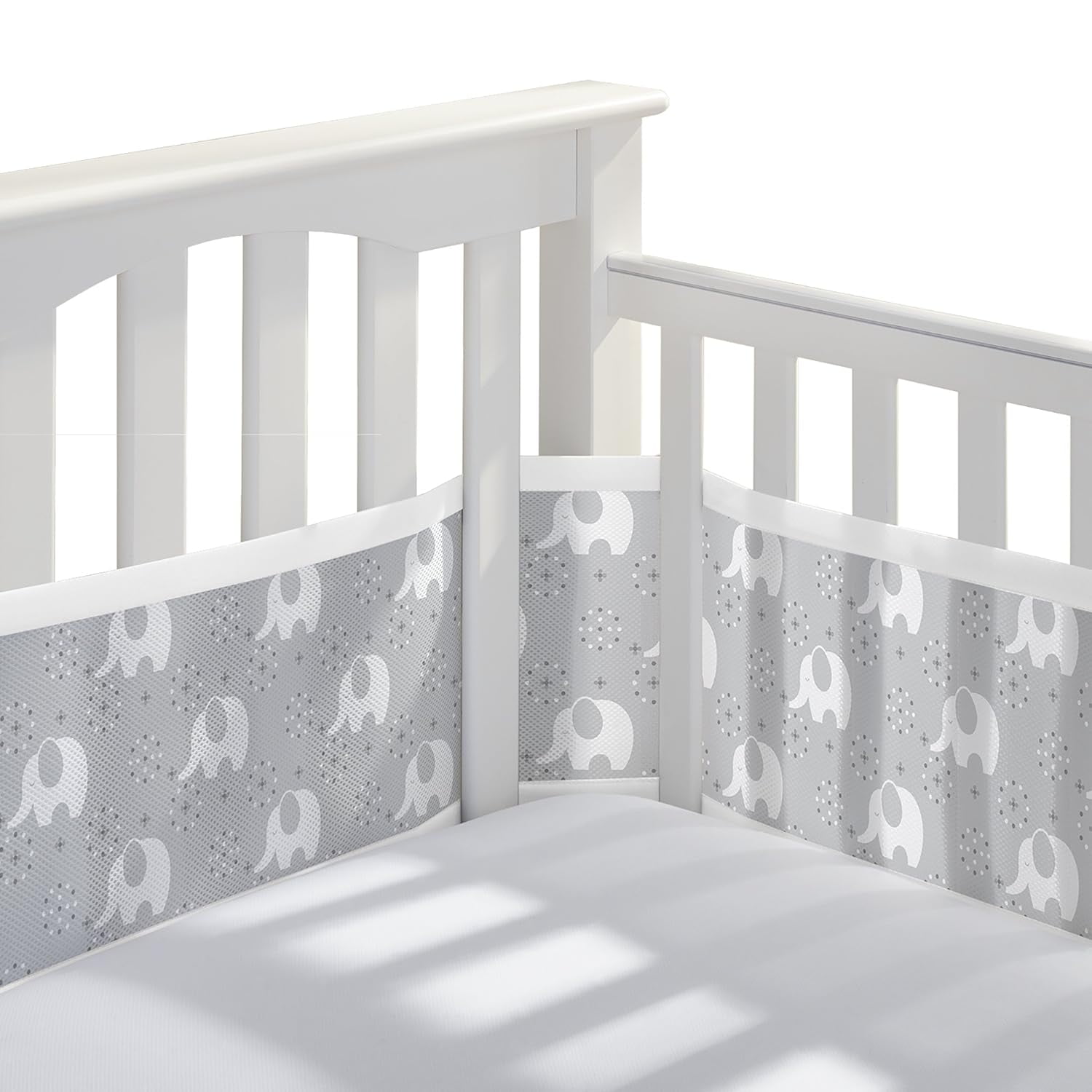 BreathableBaby Breathable Mesh Liner for Full-Size Cribs, Classic 3mm Mesh,  White (Size 4FS Covers 3 or 4 Sides)